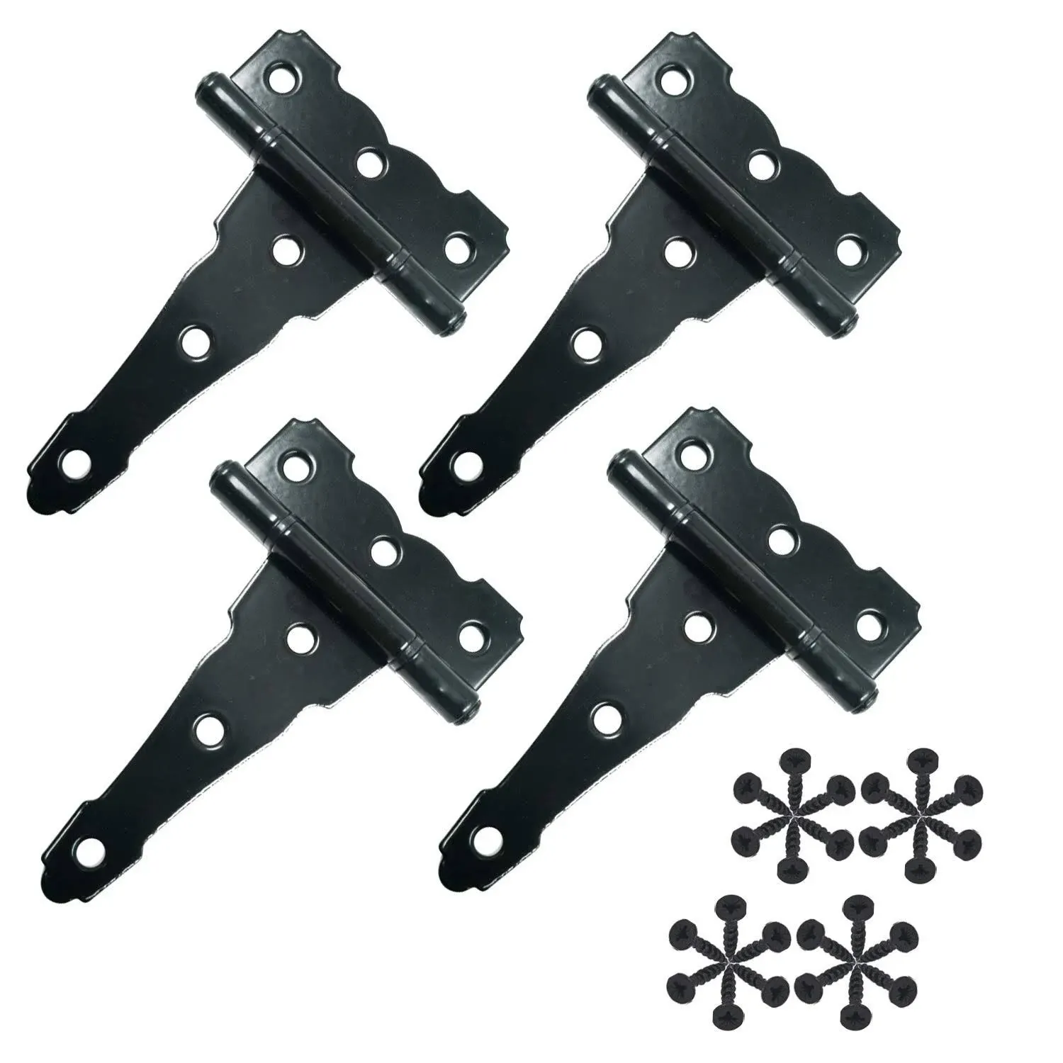 HLMOptimo 5 inch Strap Hinges Shed Door Hinges Heavy Duty T Hinges Decorative T Hinges Door Hinges Gate Hinges Rustproof Classic Antique Hinge w/Screws (4, 5 inch)