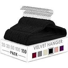 Utopia Home Premium Velvet Hangers 150 Pack - Non-Slip Clothes Hangers - Black Hangers - Suit Hangers with 360 Degree Rotatable Hook - Heavy Duty Coat HangersUtopia Home Premium Velvet Hangers 150 Pack - Non-Slip Clothes Hangers - Black Hangers - Suit Ha