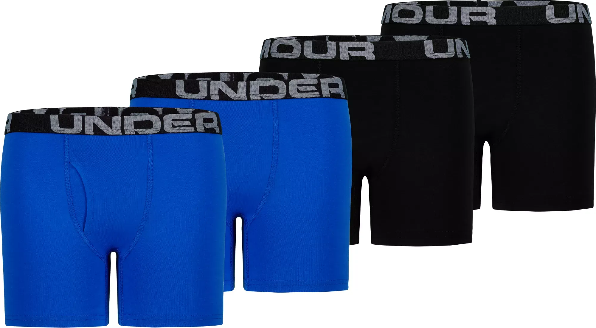 Under Armour Boys' Cotton Boxer Briefs 4-Pack - Blue, YMD