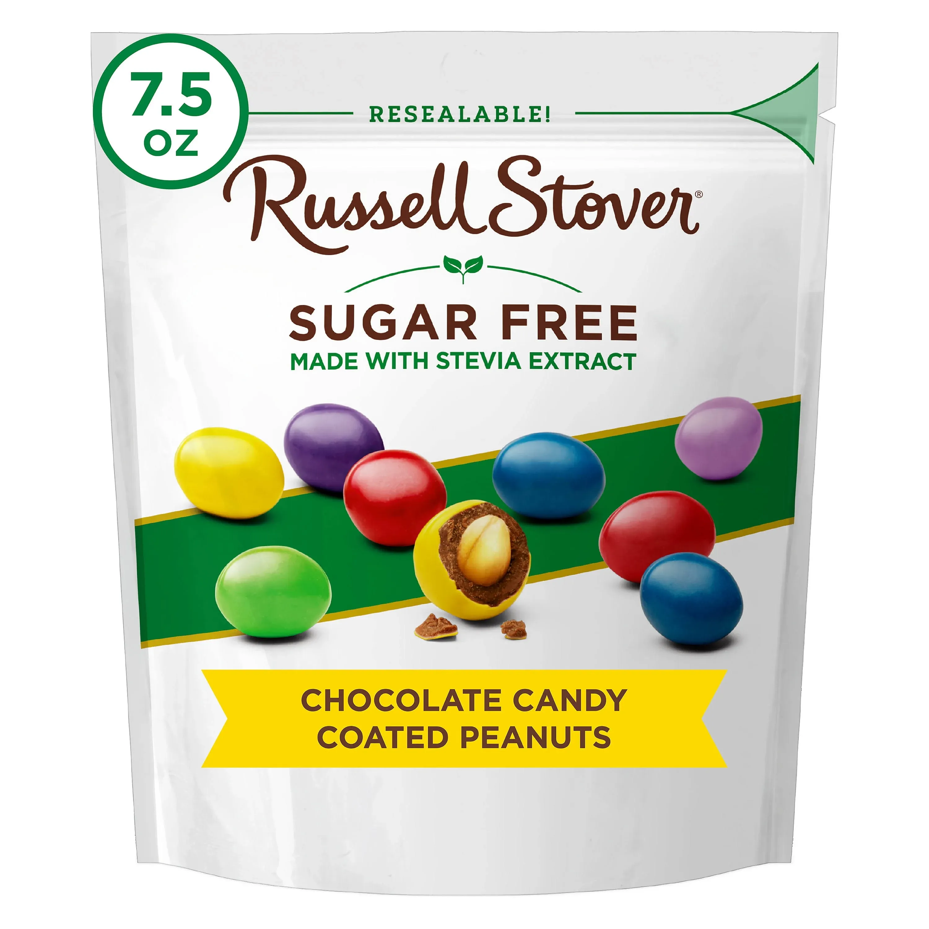 Russell Stover Sugar Free Chocolate Candy Coated Peanut Gems, 7.5 Ounce Bag