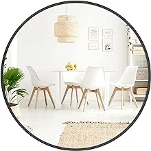 Barnyard Designs Round Metal Mirror, Bathroom Vanity Wall Mirrors, Circle Mirror for Desk, Metal Framed Bedroom Mirror (30"/Black)