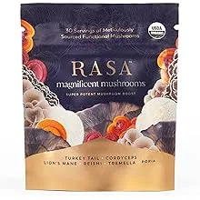 Rasa Magnificent Mushrooms – Best Mushroom Blend Supplement | 100% Fruiting Bodies | Organic Extra Potent Mushroom Extract Powder | Vegan & Gluten-Free (1 oz / 30 Servings)