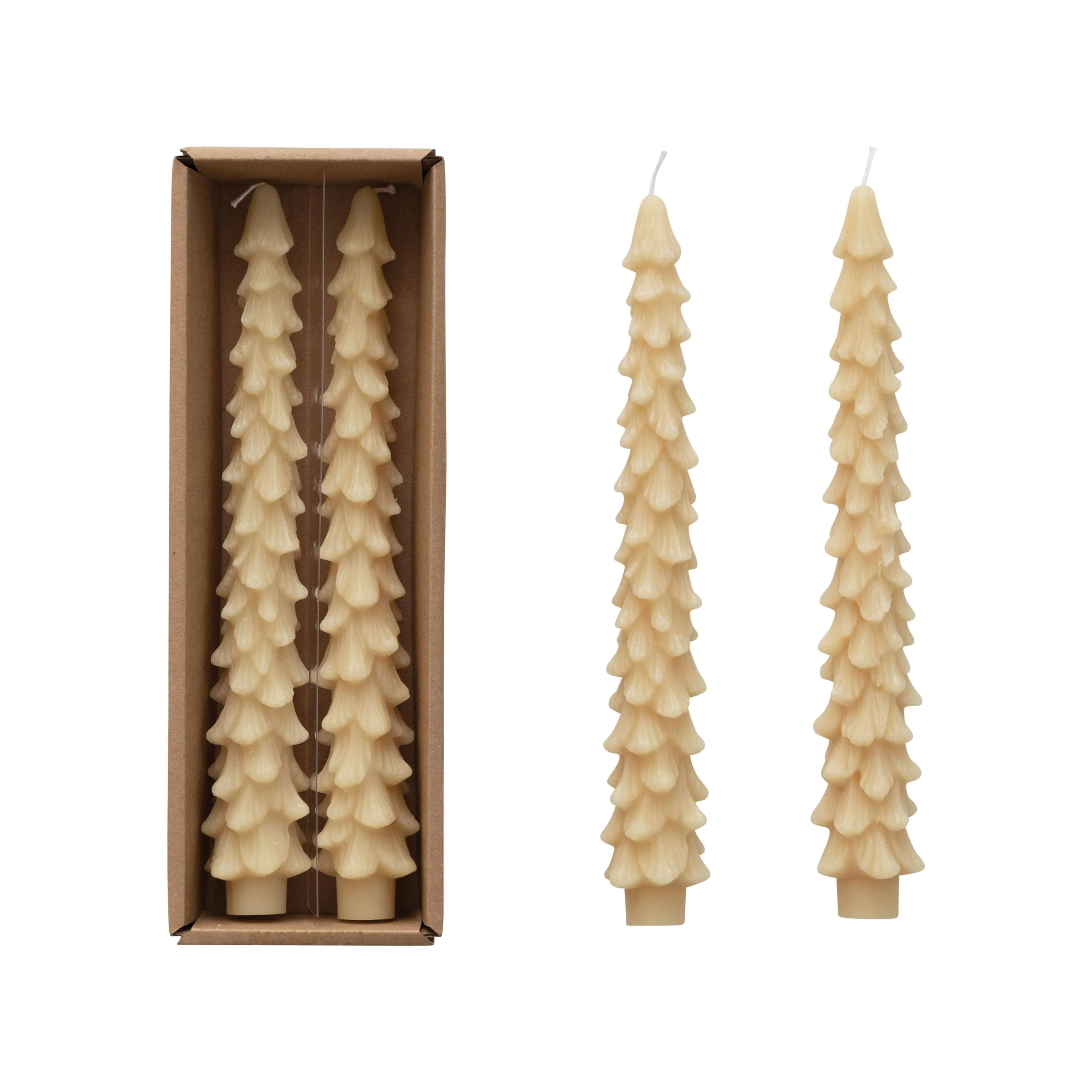 Unscented Tree Shaped Taper Candles (Set of 2)