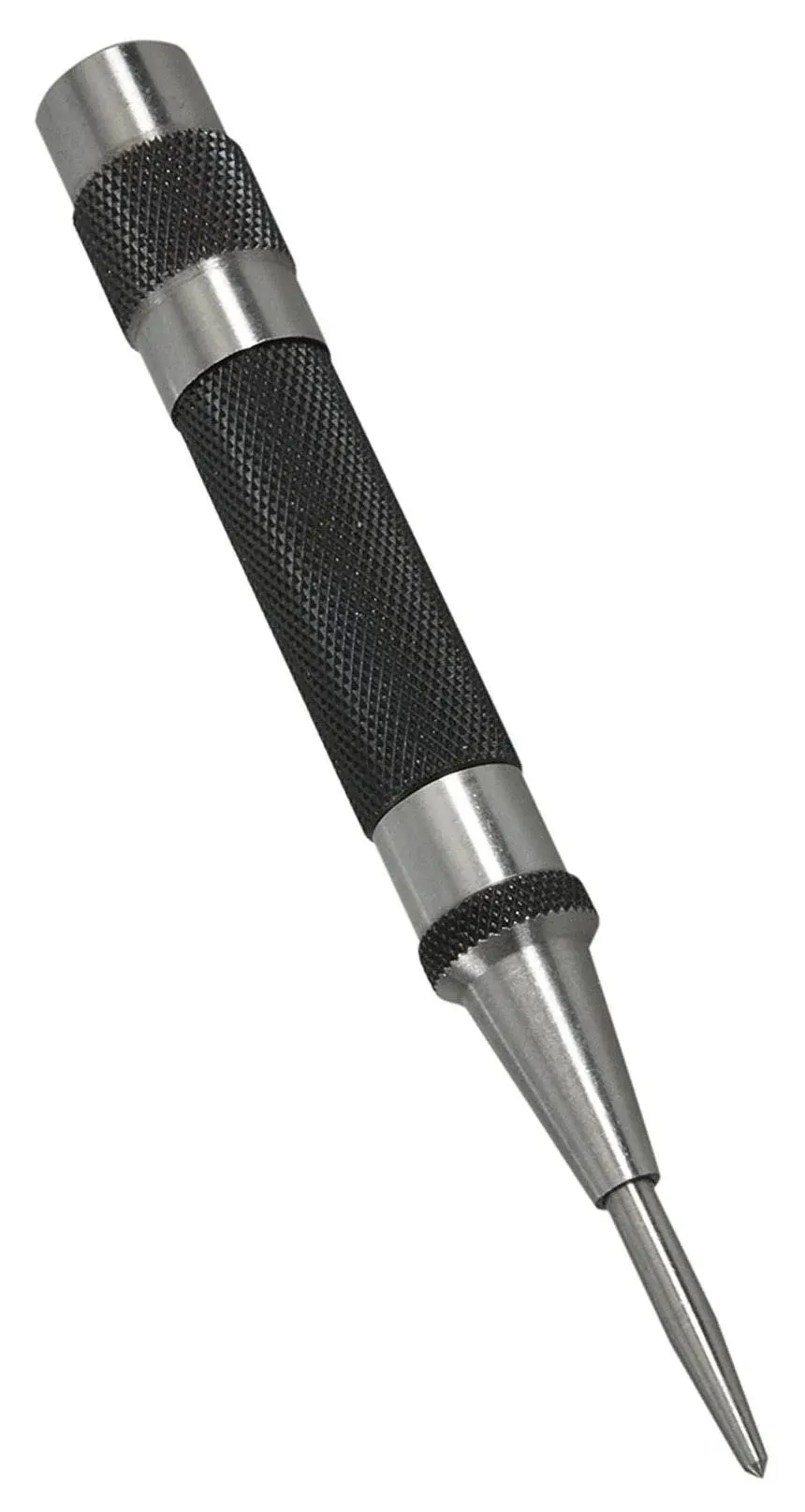 Starrett Steel Automatic Center Punch with Adjustable Stroke - 5" (125mm) Length, 9/16" (14mm) Punch Diameter, Lightweight, Knurled Steel Handle - 18A