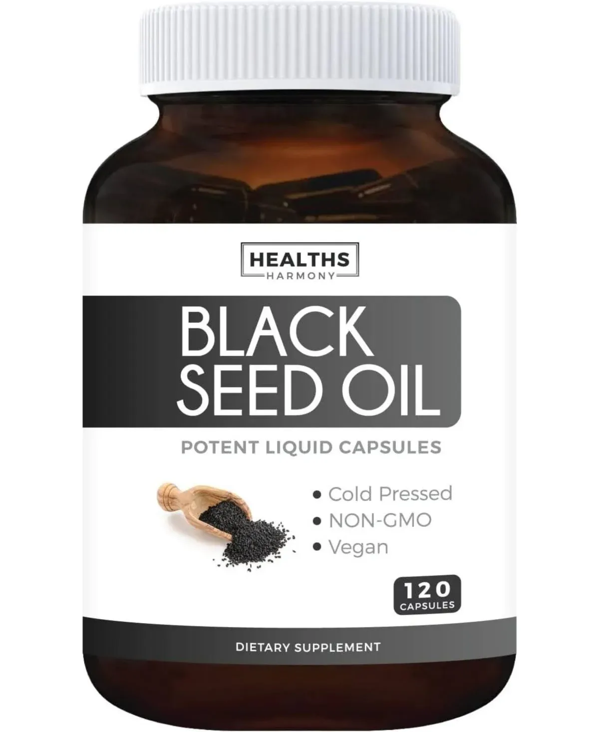 Black Seed Oil - Skin Health non-gmo Premium Cold-Pressed Nigella Sativa Producing Pure Black Cumin Seed Oil with Vitamin E - 500mg Each, 1000mg Per 2 Capsule Serving - 120 Softgels
      
          Black Seed Oil - Skin Health non-gmo Premium Cold-Press