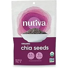 Nutiva Organic Premium Raw Black Chia Seeds, 6 Oz, USDA Organic, Non-GMO, Whole 30 Approved, Vegan, Gluten-Free & Keto, Nutrient-Dense Seeds with 3g Protein & 5g Fiber for Salads, Yogurt & Smoothies