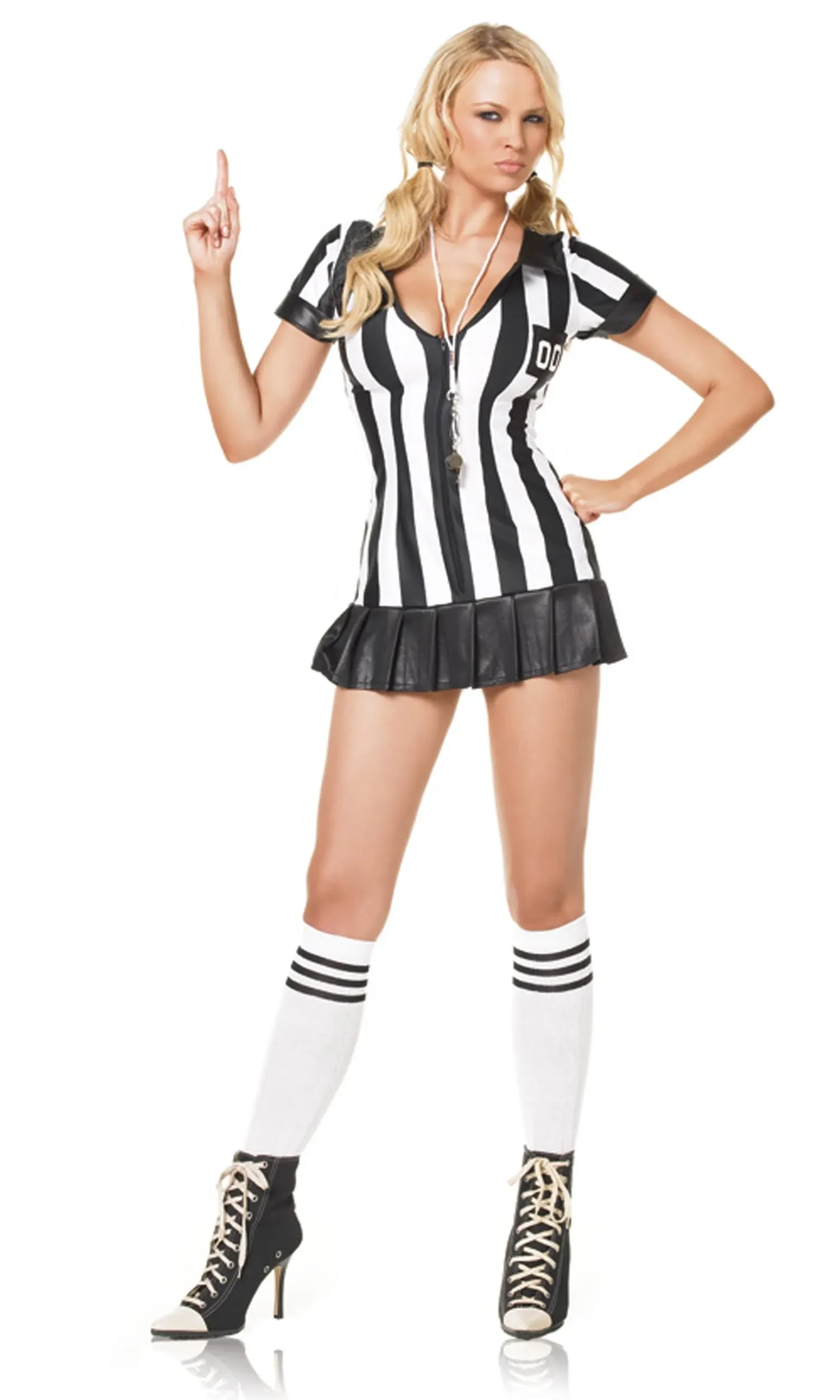 Leg Avenue womens Leg Avenue Women's 3pc.referee Costume, S/M Adult Sized Costumes, Black/White, Small Medium US