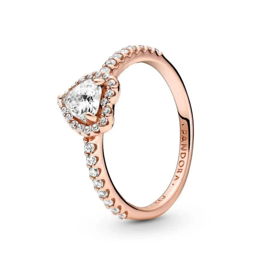 Anillo corazón brillante elevado Rosa Pandora 188421c04 58