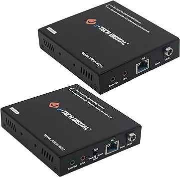 J-Tech Digital 4K USB KVM HDMI Extender Over Cat6/6a/7 Ethernet up to 328 FT (1080P), Supports HDMI 1.4 HDCP 1.4, 2 x USB 2.0, Near Zero Latency