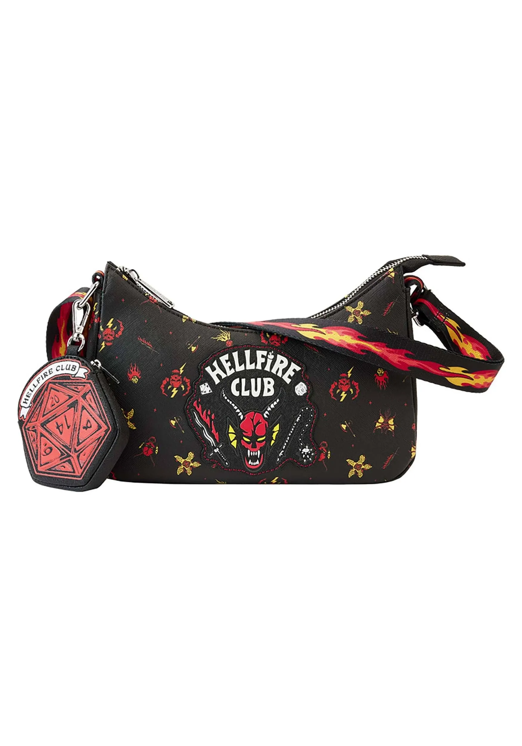 Loungefly Stranger Things Hellfire Club Icons Allover Print Crossbody Bag