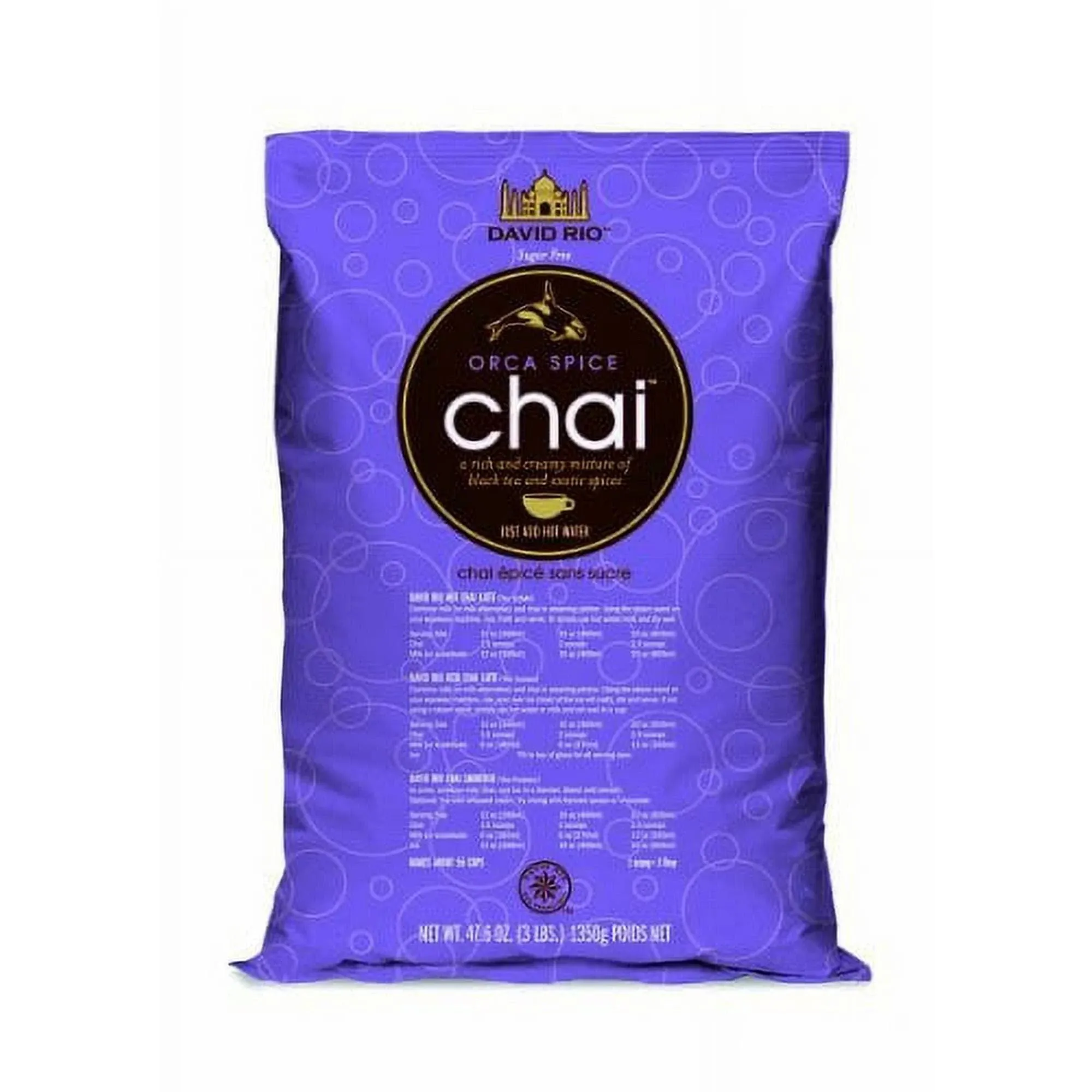 David Rio Orca Spice Sugar-free Chai, 3 Lb. Bag