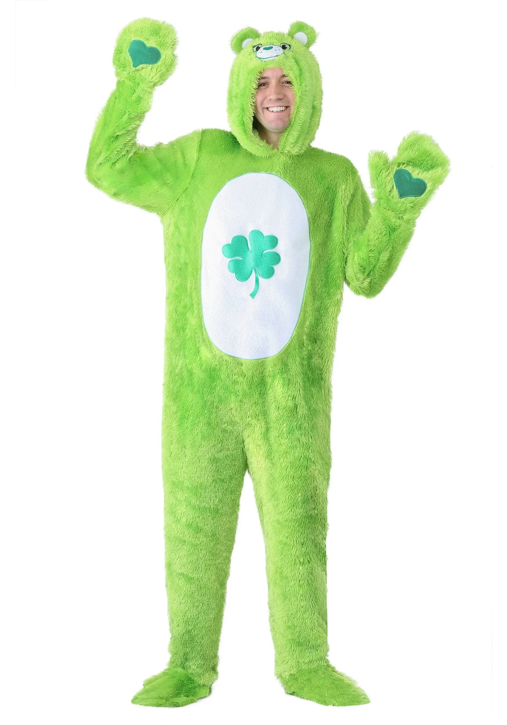 Care Bears Adult Good Luck Bear Costume with Hooded Jumpsuit, Mitts, and Shoe Covers