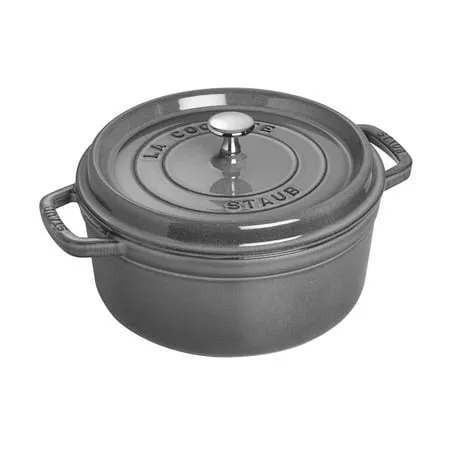 Staub Cast Iron 4-qt Round Cocotte - Graphite Grey