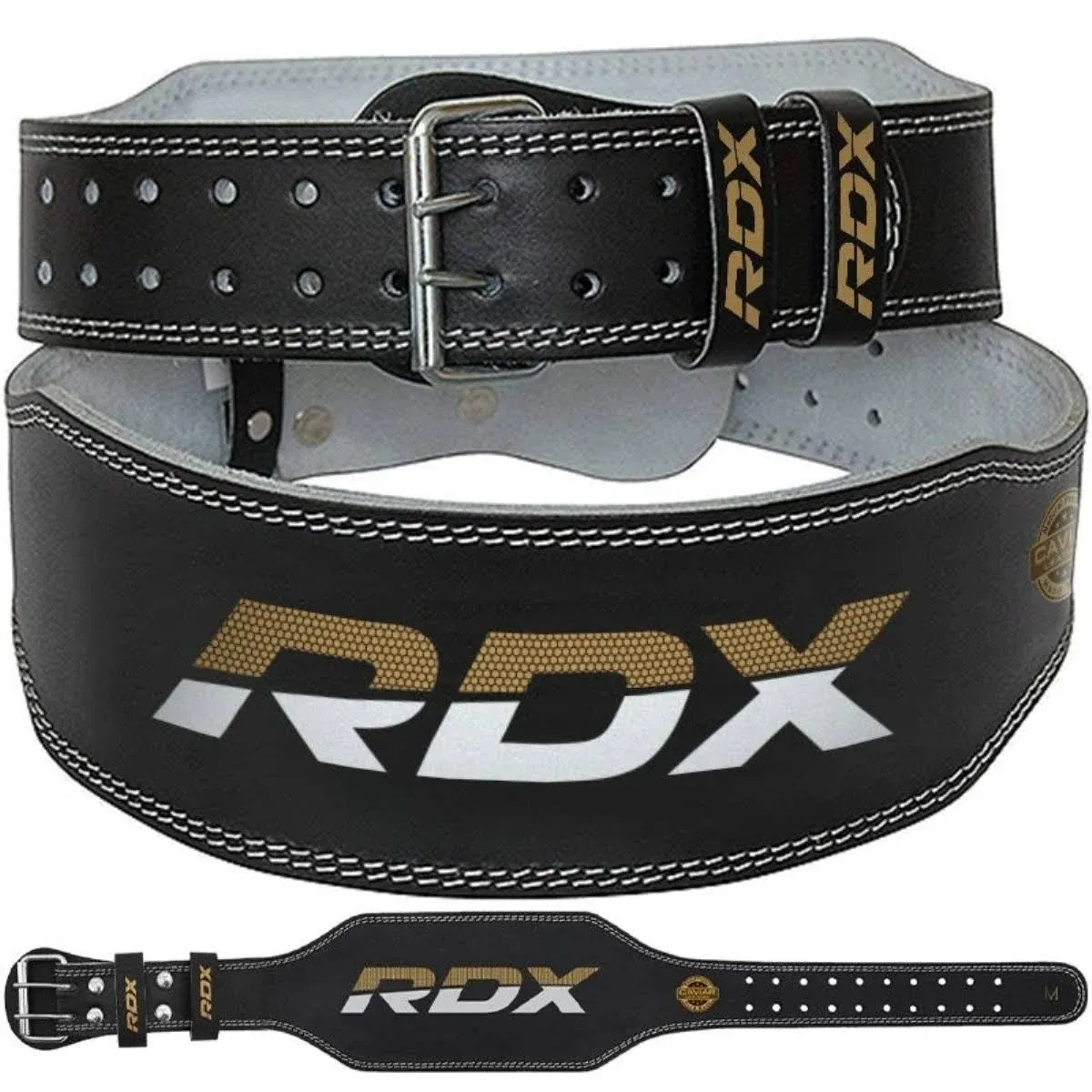 RDX 4 inch Padded Leather Weightlifting Fitness Gym Belt, S