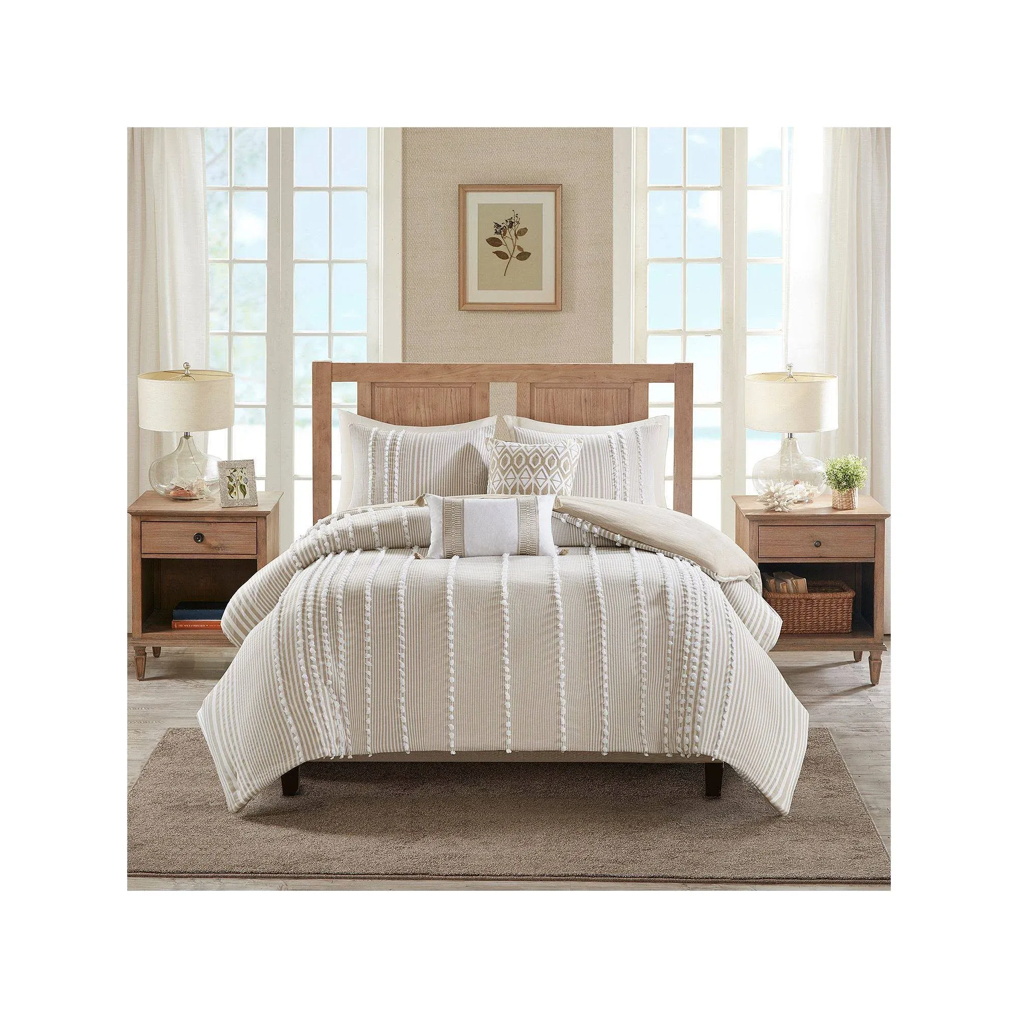 Harbor House - Anslee 3 Piece Cotton Yarn Dyed Duvet Cover Set - King - Taupe