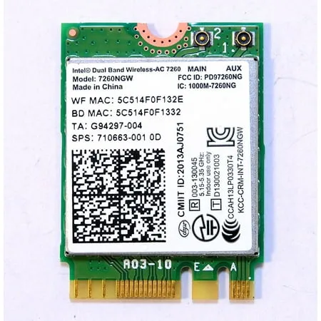 Intel Dual Band Wireless-AC 7260 Network adapter