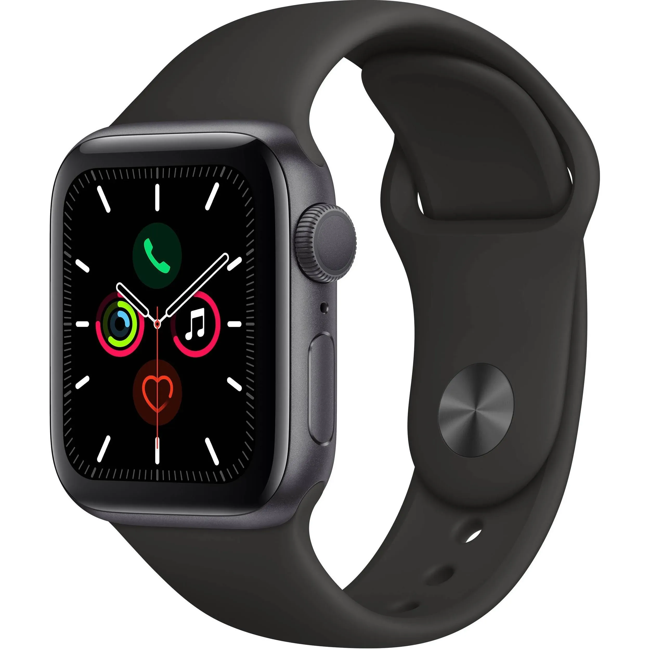 Apple Watch Series 5 (GPS, 44MM) - Space Gray Aluminum Case with Black Sport Band (Renewed)