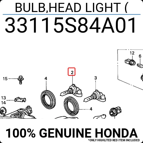 Genuine HONDA OEM-Headlight Head Light Headlamp 33115-S84-A01