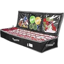 Primode Wrapping Paper Storage Container | Gift Wrap Organizer Under Bed | 41”x14”x6” | Box Holder for 18-24 Rolls Up to 40” | 600D Oxford Material | Pockets for Ribbon, Bows, and Accessories (Black)