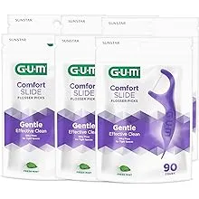 GUM 887DD Comfort Slide Flosser for Tight Spaces, Fresh Mint, Dental Floss Pick, 90 Count, Pack of 6GUM 887DD Comfort Slide Flosser for Tight Spaces, Fre…