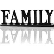 Wooden FAMILY Words Decorative Sign Free Standing Table Top Decoration Cutout...