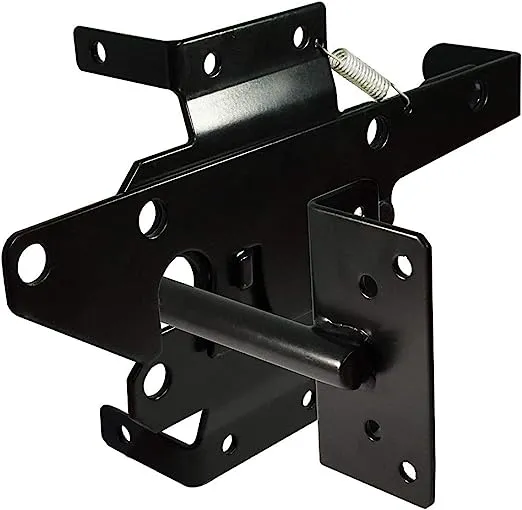 Self-Locking Gate Latch Heavy Duty Post Mount Automatic Gravity Lever Wood/PVC Fence Gate Lock with Fasteners Hardware,for Secure Pool |Yard | Garden, Steel,Black