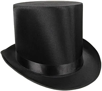 Nicky Bigs Novelties Tall Black Satin Top Hat, One Size