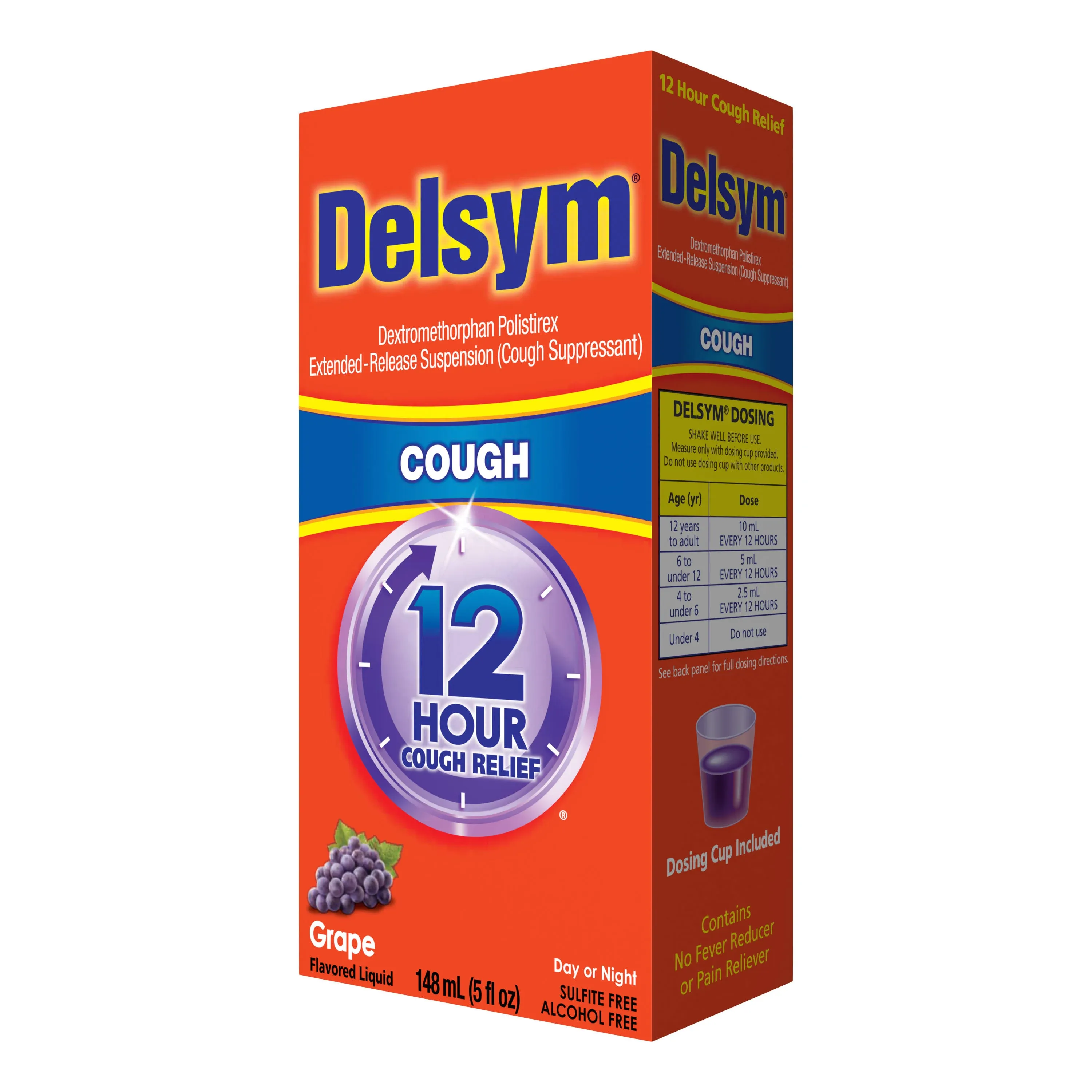 Delsym Adult Cough Suppressant Liquid, Grape Flavor - 5 fl oz bottle