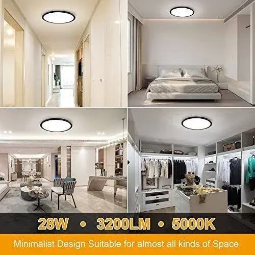 MODERN 6 Pack 28W 3200lm Flush Mount LED Ceiling Light, Super Thin 12 inch, 5000K Daylight, Undimmable Ceiling Light Surface Mount for Bedroom, Living Room, Dining Room