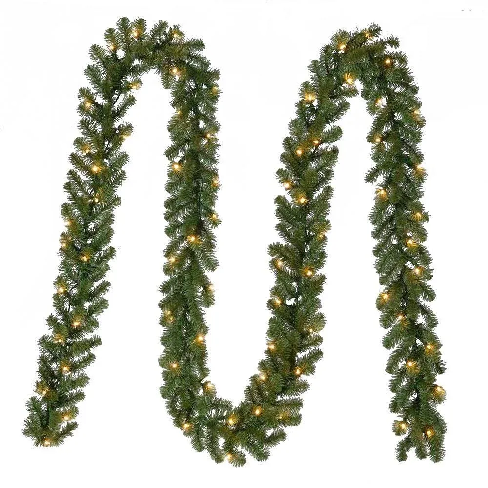 Home Accents Holiday 18 ft. Pre-Lit Kingston Indoor/Outdoor Garland Decoration with 70 Sparkling Warm Clear Lights