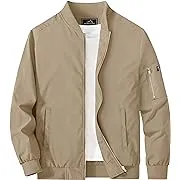 MAGCOMSEN Men's Jacket Lightweight Bomber Jacket Casual Windbreaker Jackets Windproof Zip Up Coats with 5 Pockets