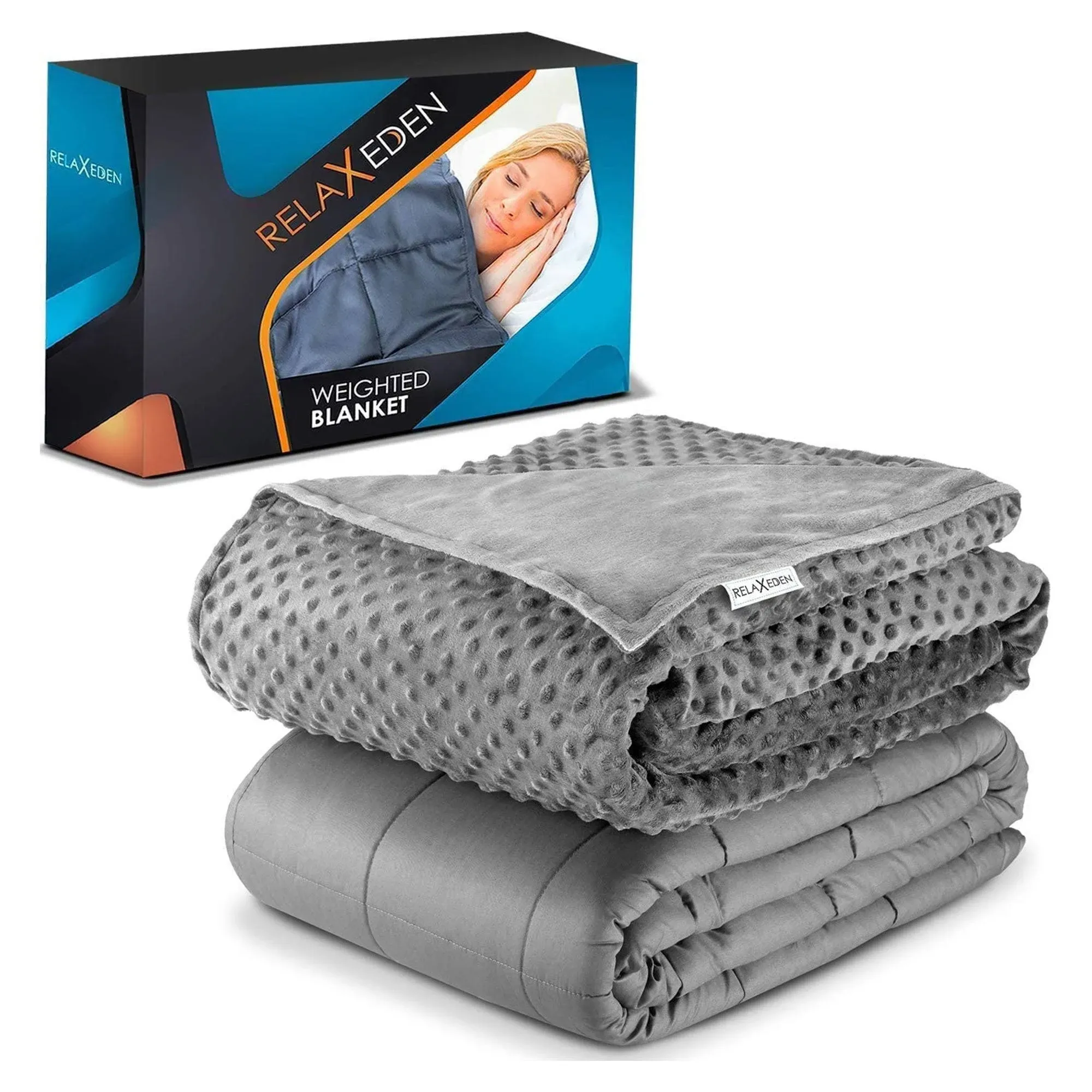 Relax Eden Adult Cotton Weighted Blanket w/ Cover, 60x80 in, 20 lb, Grey