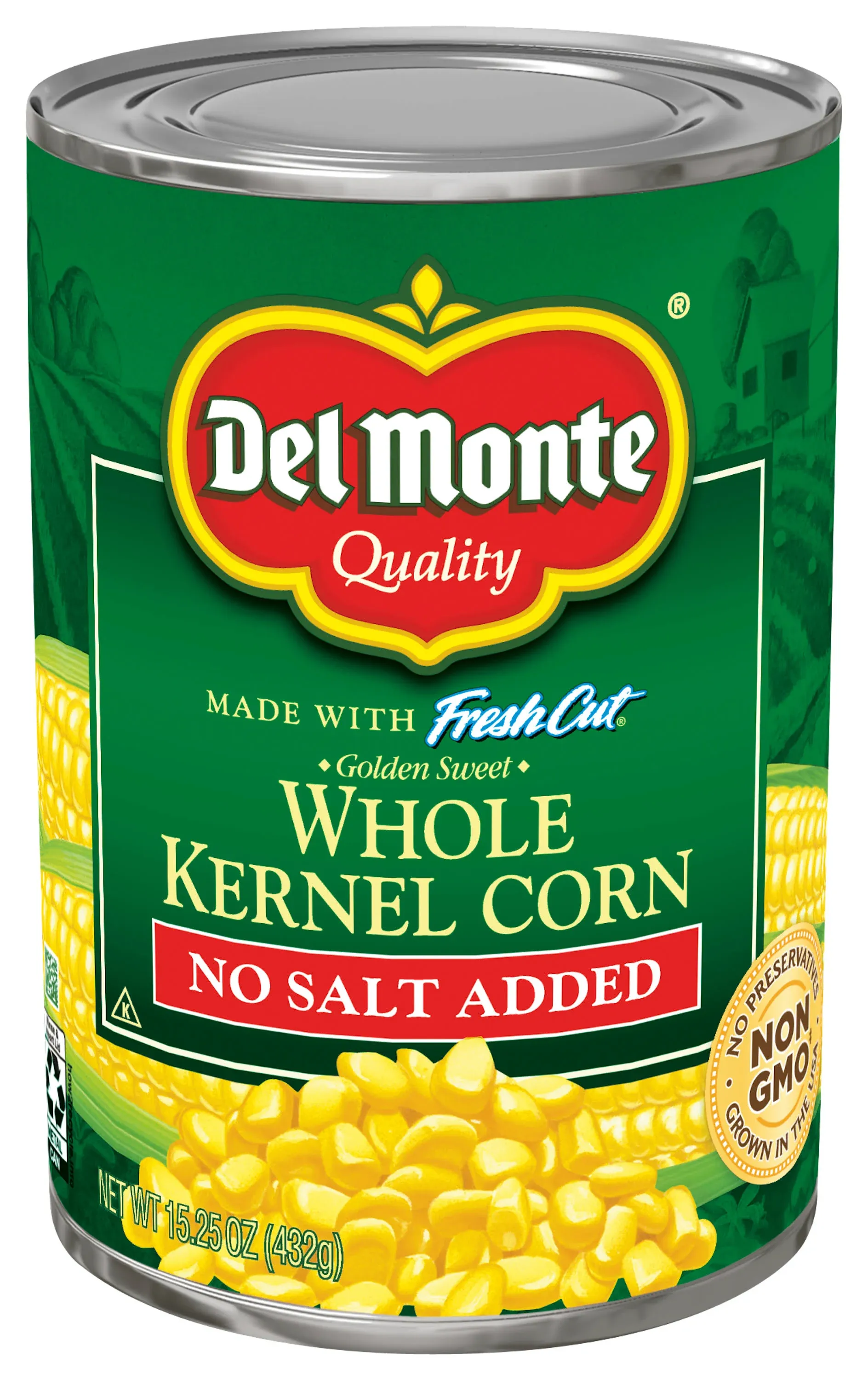 Del Monte Golden Sweet Whole Kernel Corn No Salt Added, 15.25 Ounce (24 Pack)