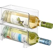 JINAMART Wine Racks Countertop for Kitchen - Set of 2 Stackable Wine Bottle Holder - Wine Storage Racks for Fridge, Kitchen, & Pantry (Hold 2 Bottles)