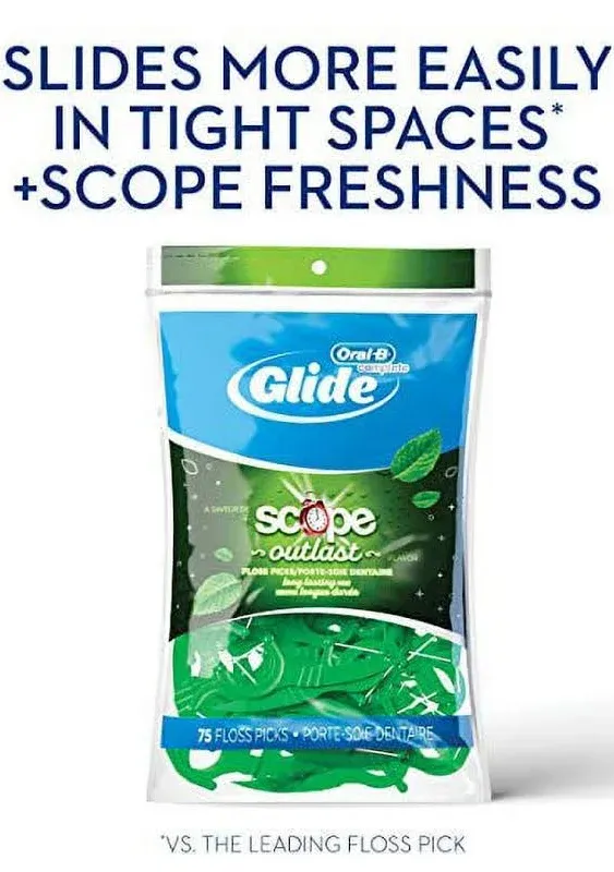 Oral-B Glide with Scope Outlast Dental Floss Picks, Mint (225 ct)