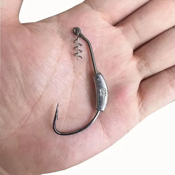 25 Pack Weighted Swimbait Hooks, Jig Heads with Twist Lock, Soft Plastic Worm Fishing Hooks 1/0 2/0 3/0 4/0 5/0