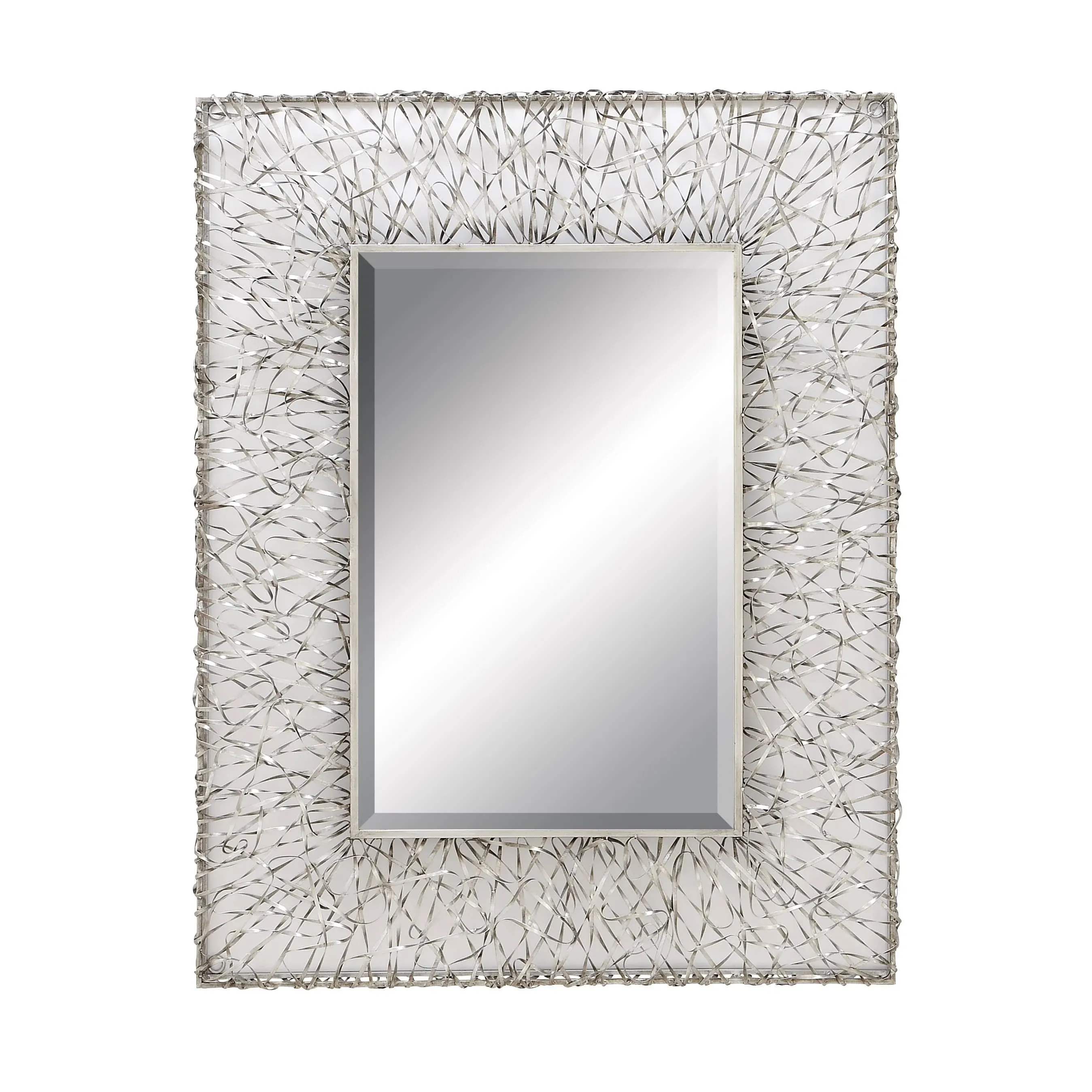 Deco 79 Metal Ribbon Wall Mirror, 33" x 2" x 43", Silver