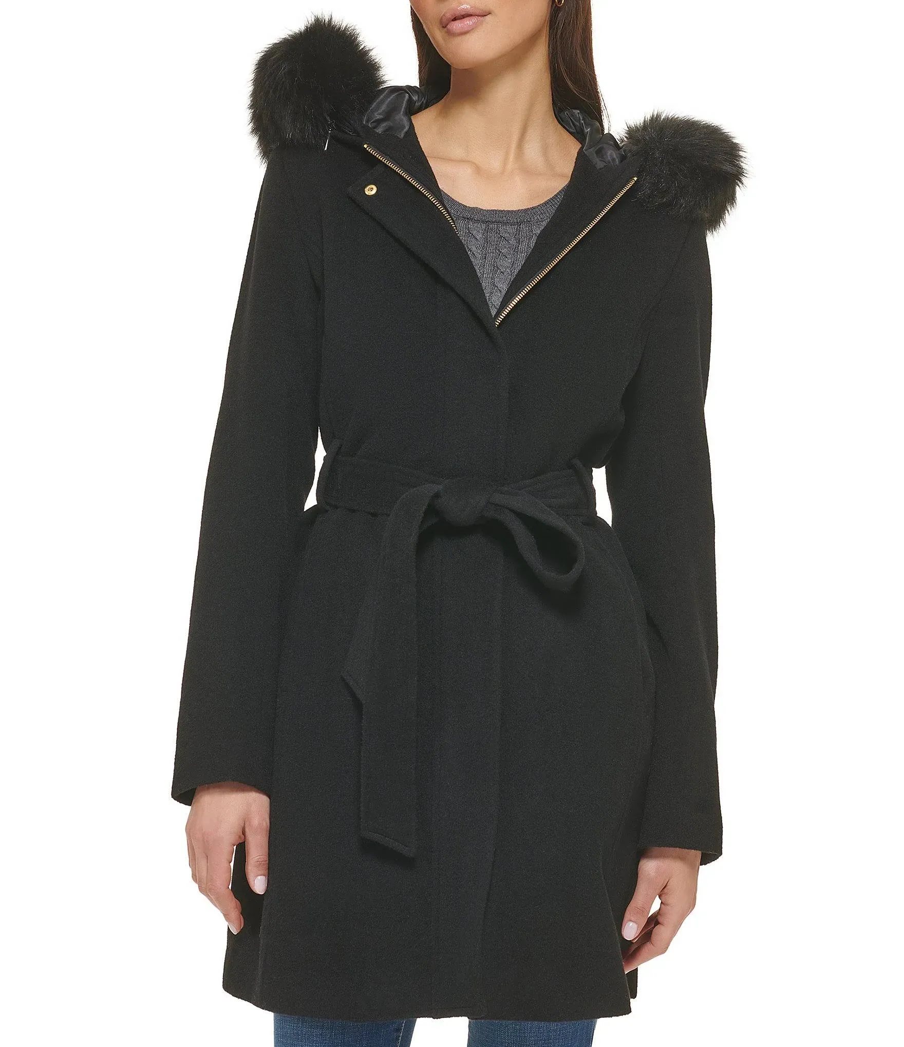 Cole Haan Women's Faux Fur & Wool Blend Coat