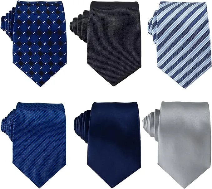 Adulove Men's Necktie Classic Silk Tie Woven Jacquard Neck Ties 6 PCS