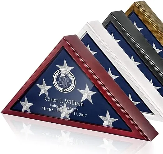 Personalized Flag Box for American Veteran Flag 9.5 X 5 Feet Flag Display Case for Burial Flag Wall Mounted Flag Box Display Case for Burial Flag to Display Folded Flag Glass Front