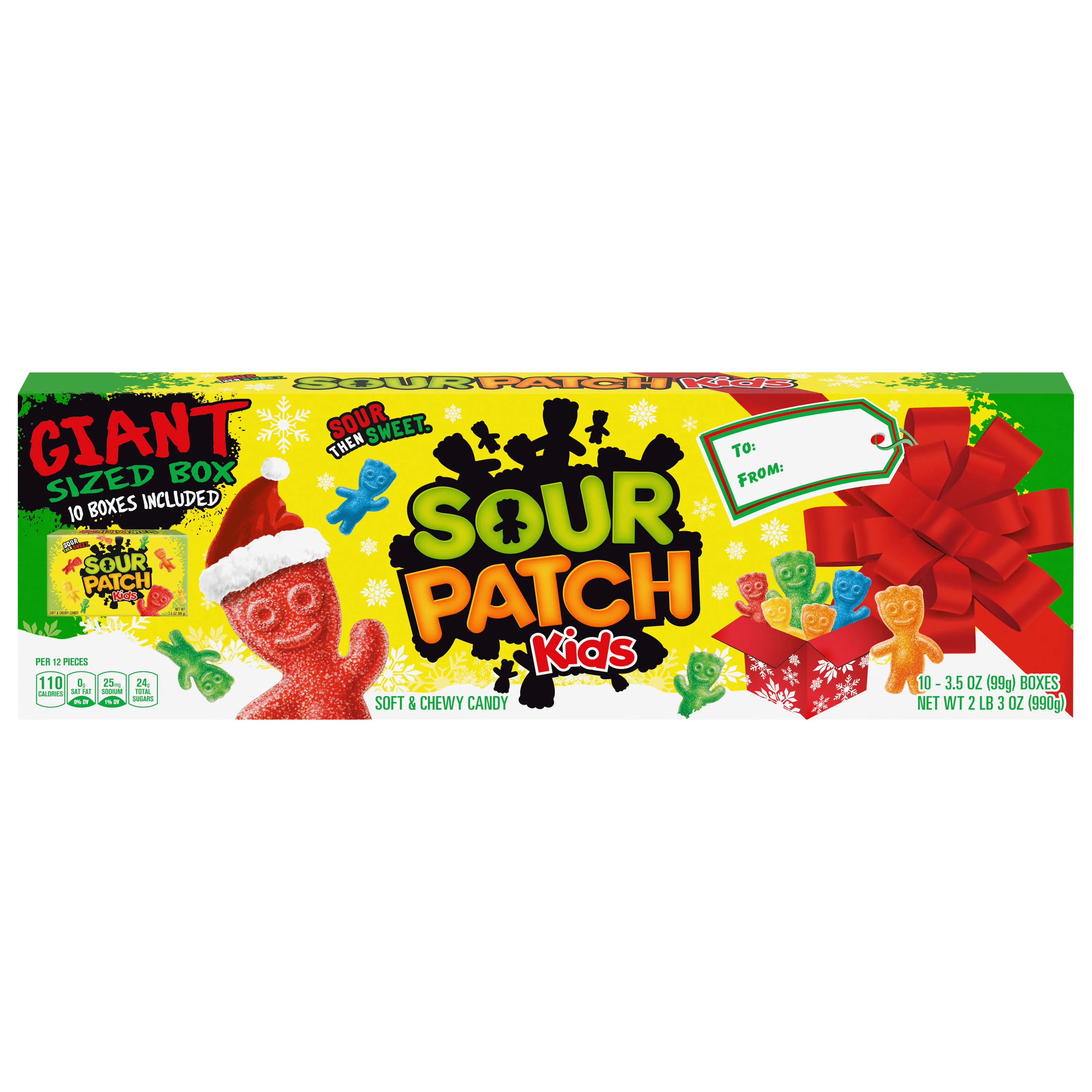 SOUR PATCH KIDS Soft & Chewy Holiday Candy, Giant Gift Box (10 - 3.5 oz Boxes)