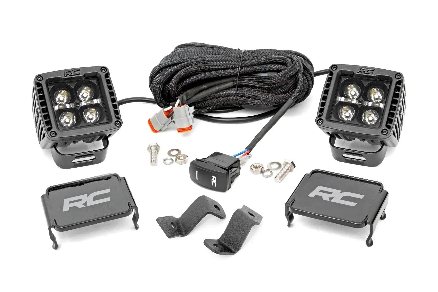 15-22 Ford F-150 LED Light Ditch Mount 2" Black Pair Spot - Rough Country