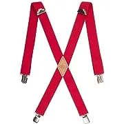 Dickies Men's 1-1/2 Solid Straight Clip Suspender, Red,