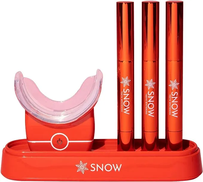 Snow Limited Edition Teeth Whitening Wireless Kit, Teeth Whitening Kit with LED Light, Water-Resistant Whitening Kit, 3 Whitening Wands and Wireless LED Mouthpiece, Ultra-Portable Whitener - (Blue)