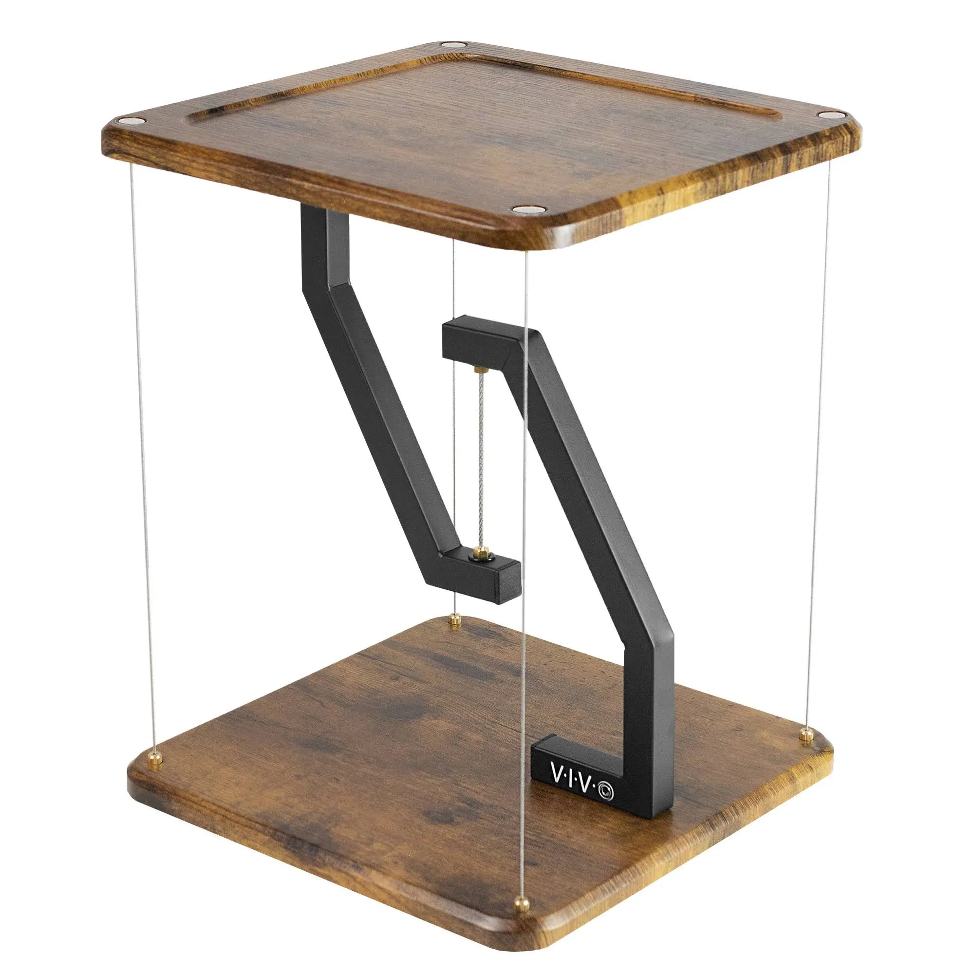 VIVO Universal Rustic Vintage Brown / Black 12' Tensegrity Speaker Stand, Floating Modern Speaker Platform (STAND-TEN01D)