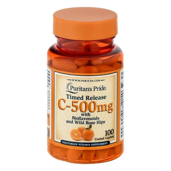 Puritan's Pride Vitamin C-500 Mg With Rose Hips Time Release Caplets, 250 Count