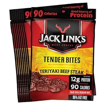 Jack Link’s Beef Tender Bites, 100% Beef, Teriyaki, 10g of Protein per Serving, 10 oz Bag