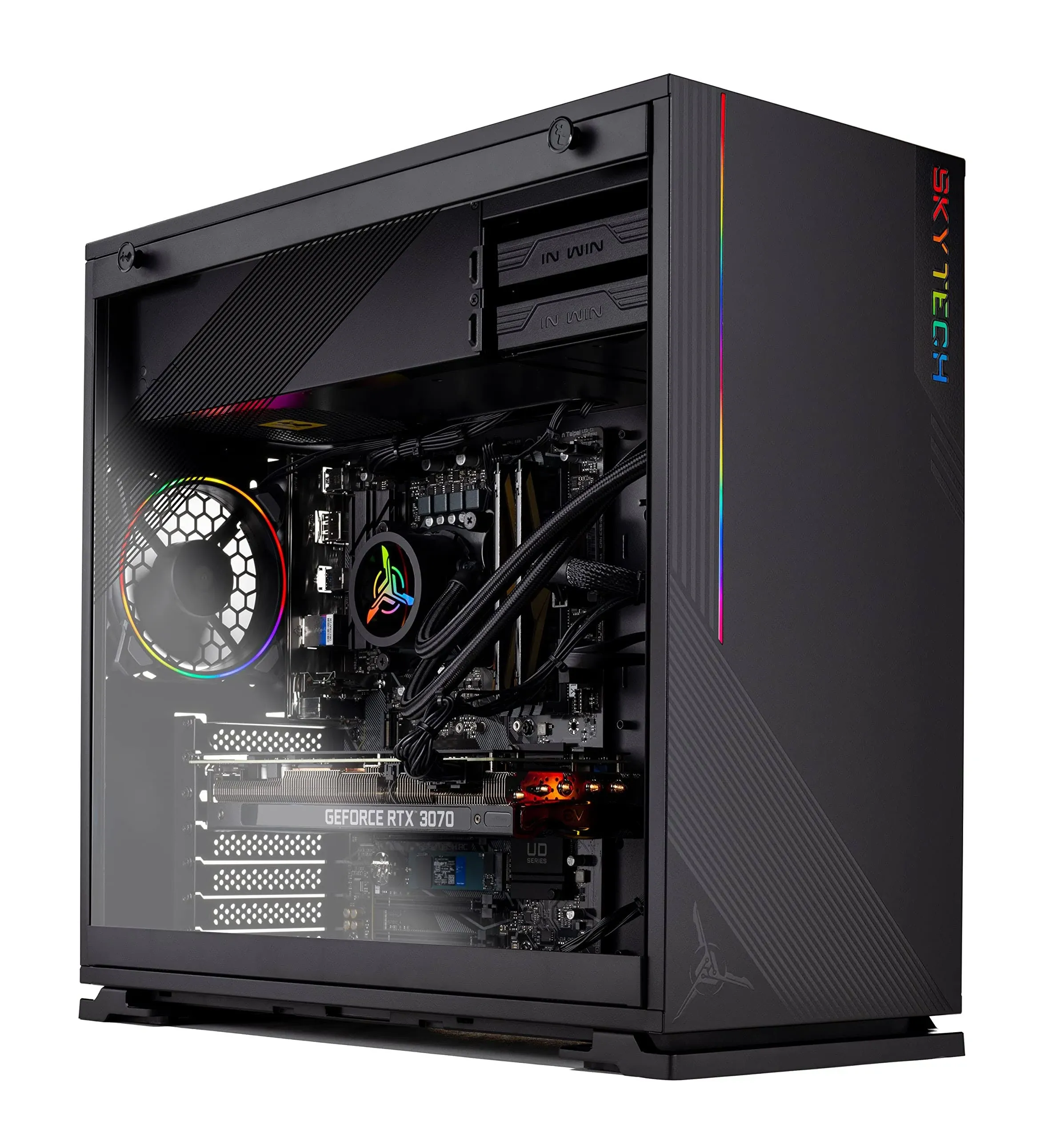 Skytech Azure Gaming PC Desktop Intel Core i5 12600K 3.7 GHz, RTX 3060 Ti, 1TB NVME SSD, 16G DDR4 3200, 650W Gold PSU, AC Wi-Fi, Windows 10 Home.