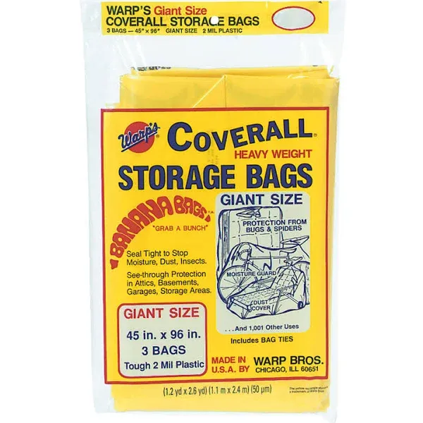 Warps Cb-45  45" x 96" Storage Bags, Yellow - 3 Pack