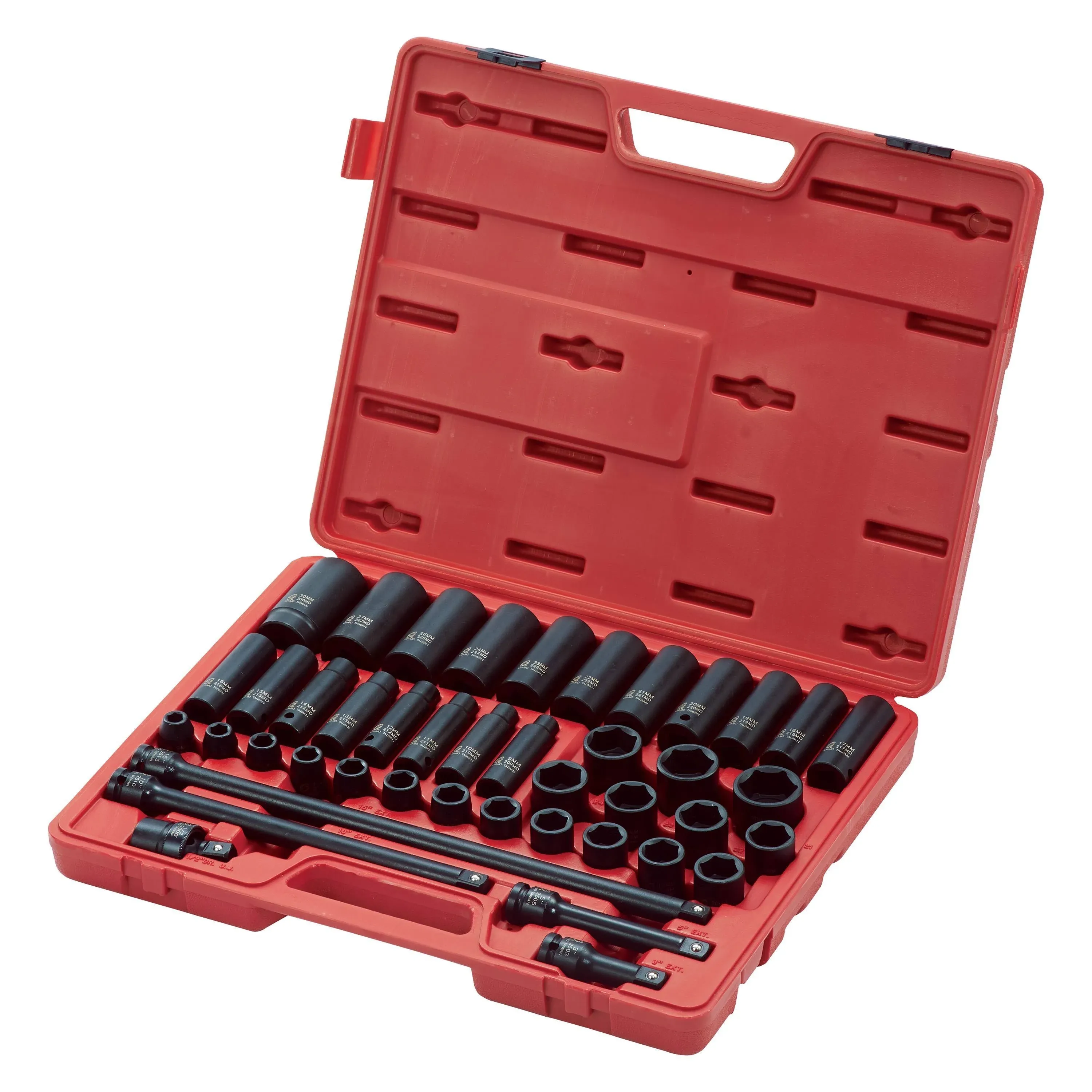 Sunex 2569, 1/2" Drive Master Impact Socket Set, 43Piece, Metric, 9mm - 30mm & Sunex 3342, 3/8 Inch Drive Master Impact Socket Set, 42-Piece, SAE/Metric, 5/16 Inch - 3/4 Inch, 8mm - 19mm